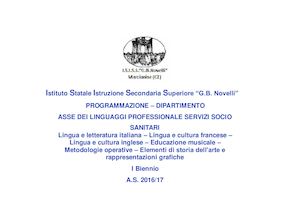 Asse ling. Socio sanitario Primo Biennio