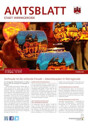 Amtsblatt der Stadt Wernigerode - Ausgabe 12/2016