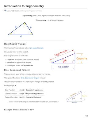 Introduction To Trigonometry