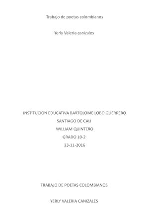 Trabajo De Poetas Colombianos
