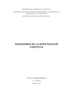 Paradigmas De La Investigacion