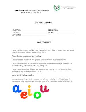 Guia 5 Las Vocales