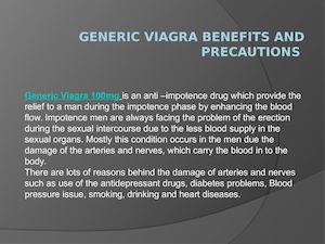 Generic Viagra Benefits And Precautions
