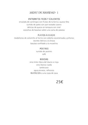 Caseta Tia Matilde Menu Navidad