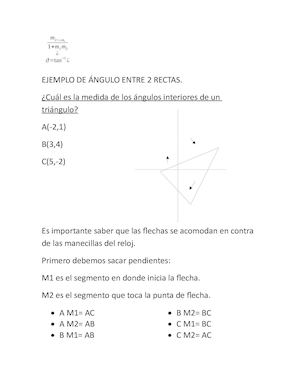 EJEMPLO DE ÁNGULO ENTRE 2 RECTAS