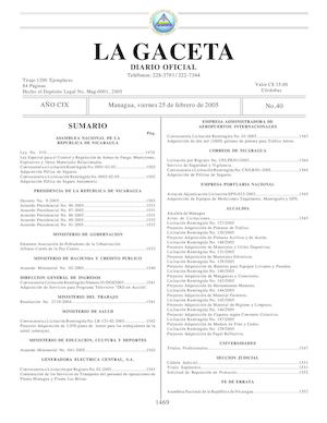 Gaceta No 40 Viernes 25 De Febrero 2005