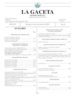 Gaceta No 45 Viernes 4 De Marzo 2005