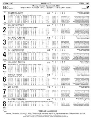 Derby Lane Nov28 Monday Afternoon Program