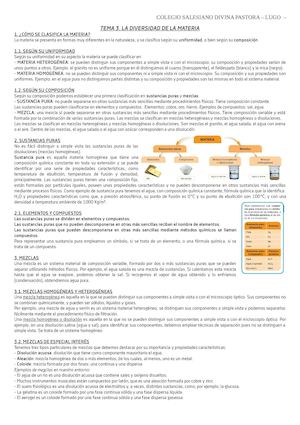 Física Y Química Resumen Tema 3 La Diversidad De La Materia