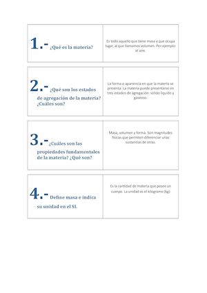 Unidad 13 La Materia Y Sus Propiedades Preguntas