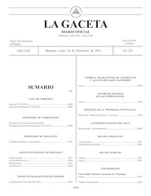 Gaceta No 224 Lunes 28 De Noviembre De 2016
