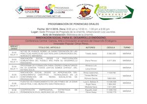 Programación de Ponencias Orales