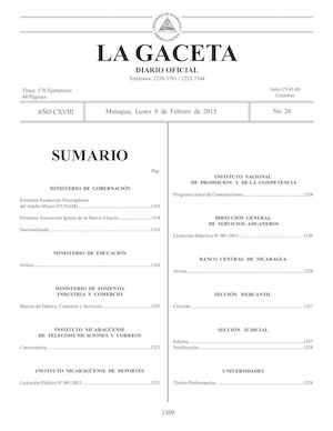 Gaceta No 26 Lunes 9 De Febrero 2015