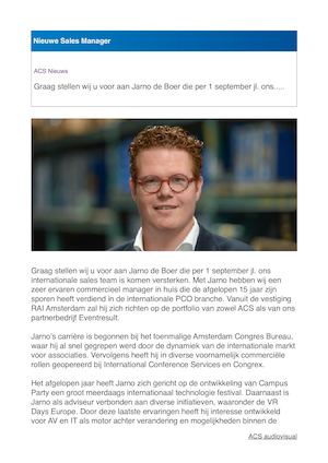 Nieuwe Sales Manager