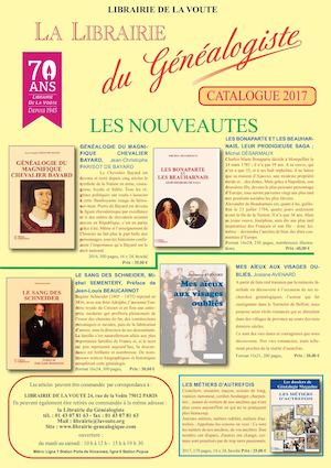 Catalogue généalogique 2017