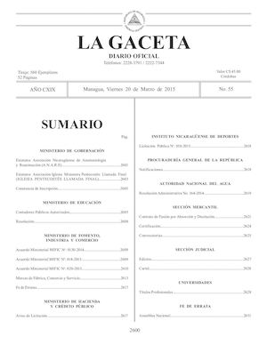 Gaceta No 55 Viernes 20 De Marzo 2015