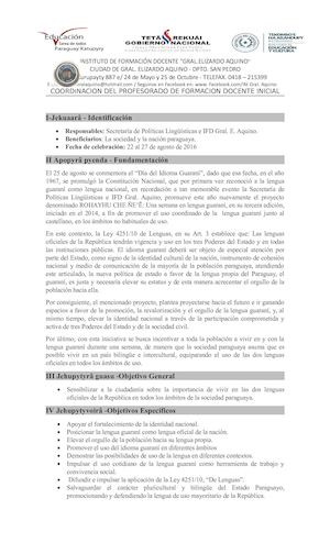 Proyecto Rohayhu Che ÑE'e 2016