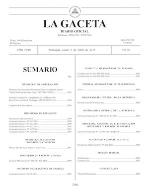 Gaceta No 61 Lunes 6 De Abril Del 2015