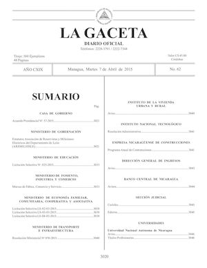 Gaceta No 62 Martes 7 De Abril 2015