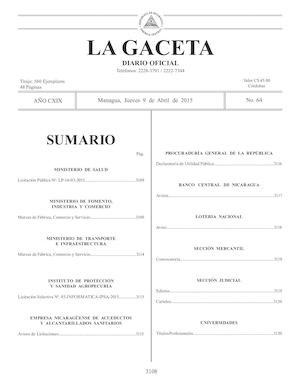 Gaceta No 64 Jueves 9 De Abril 2015