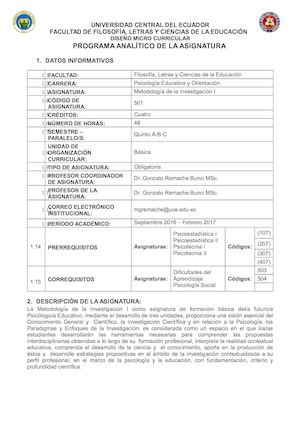 Dmc 2016 2017 Metodología De La Investigación 1 1 Firmas