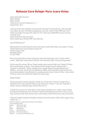 Rahasia Cara Belajar Para Juara Kelas