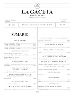 Gaceta No 226 Miércoles 30 De Noviembre De 2016