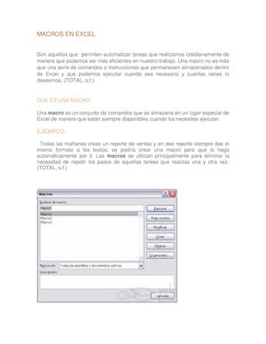 Macros En Excel Trabajo