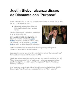 Justin Bieber Alcanza Discos De Diamante Con