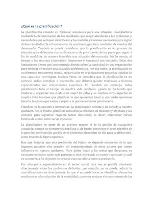 ¿Qué Es La Planificación?