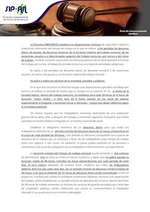 Informe juridico sobre turnos en aplicación de la Directiva 2003 88 CE