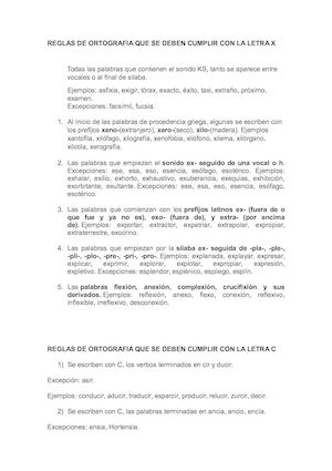Reglas De Ortografia Que Se Deben Cumplir Con La Letra X