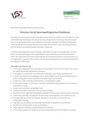 Vacature Directeur Sws Zoutkamp