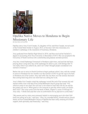 Feature Story On Missionary Amy Canada