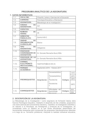 Programa Analítico De La Asignatura