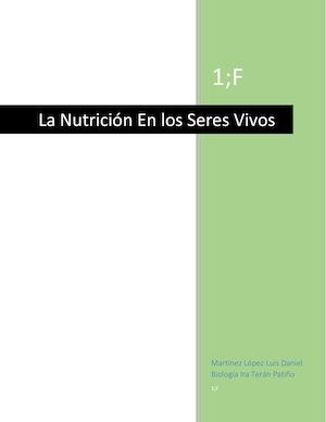 La Nutricion De Los Seres Vivos