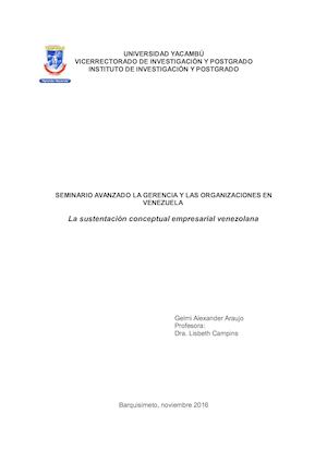 Gelmi Araujo La Sustentacion Conceptual Empresarial Venezolana