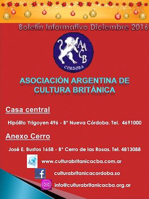 Folleto De Diciembre De Asociación Argentina De Cultura Británica 2017