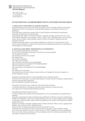 Actuacions Per L'acompanyament Per A L'estudiant En Pràctiques, Escola Mogent