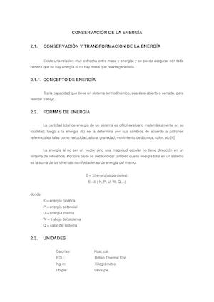 Conservacion Y Relaciones De Energía