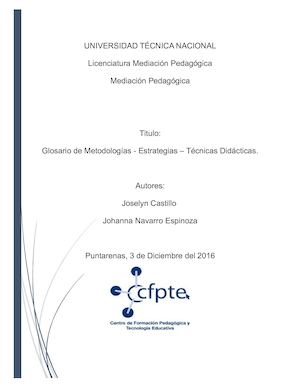 Glosario de Metodologías - Estrategias – Técnicas Didácticas