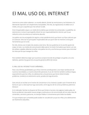 El Mal Uso Del Internet