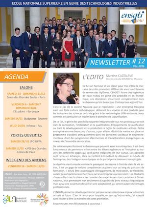 Ensgti Newsletter N°12 Décembre 2016