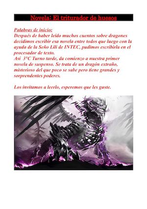 Novela El Triturador De Huesos 3°c Tt 2016