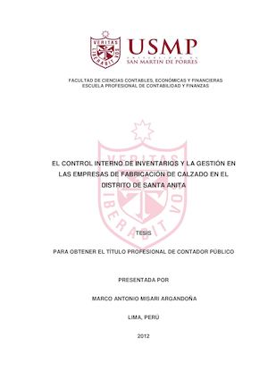 El Control Interno De Inventarios 2015