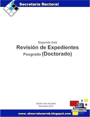 Segunda Lista revisión de expedientes doctorado