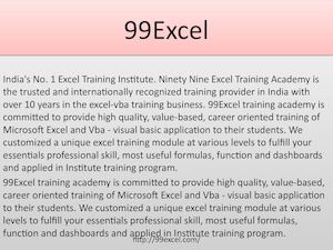 Advanced Excel classes in Noida|99 Excel