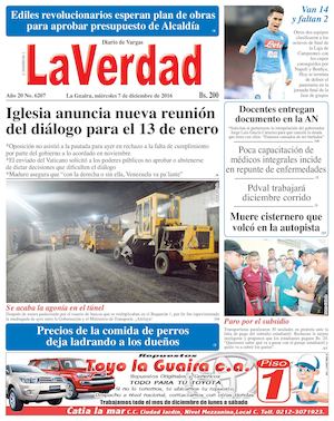 La Guaira, miercoles 7 de diciembre de 2016 Año 20 No. 6207