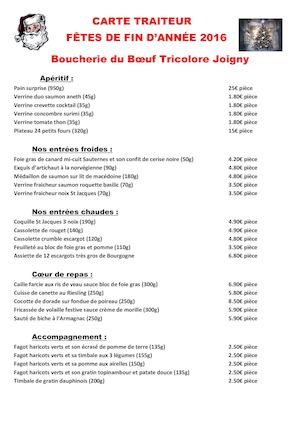 Carte Traiteur Fin Année Joigny 2016