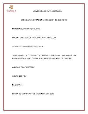 unidad 7 herramientas básicas de calidad y siete herramientas nuevas de calidad